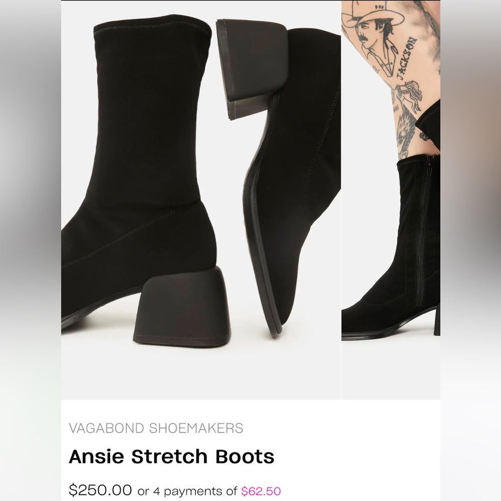 NWT VAGABOND SHOEMAKERS Ansie Stretch Boots vegan flared block heel round toe 40 - Picture 16 of 17